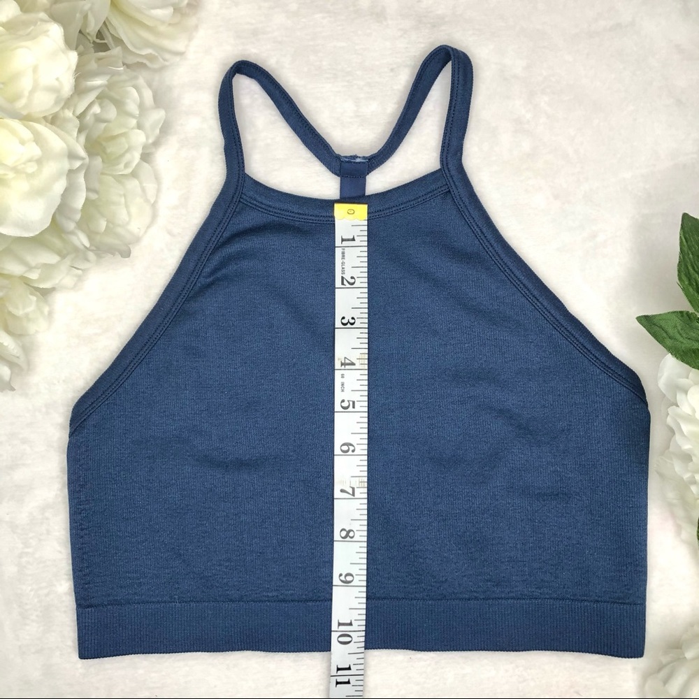 Colsie Cropped Halter Top Ribbed Cami Blue Medium M - Picture 13 of 14